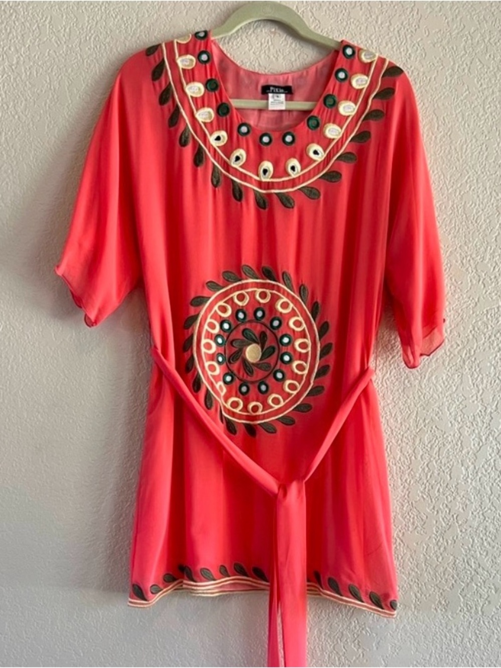 Embroidered y2k silk dress